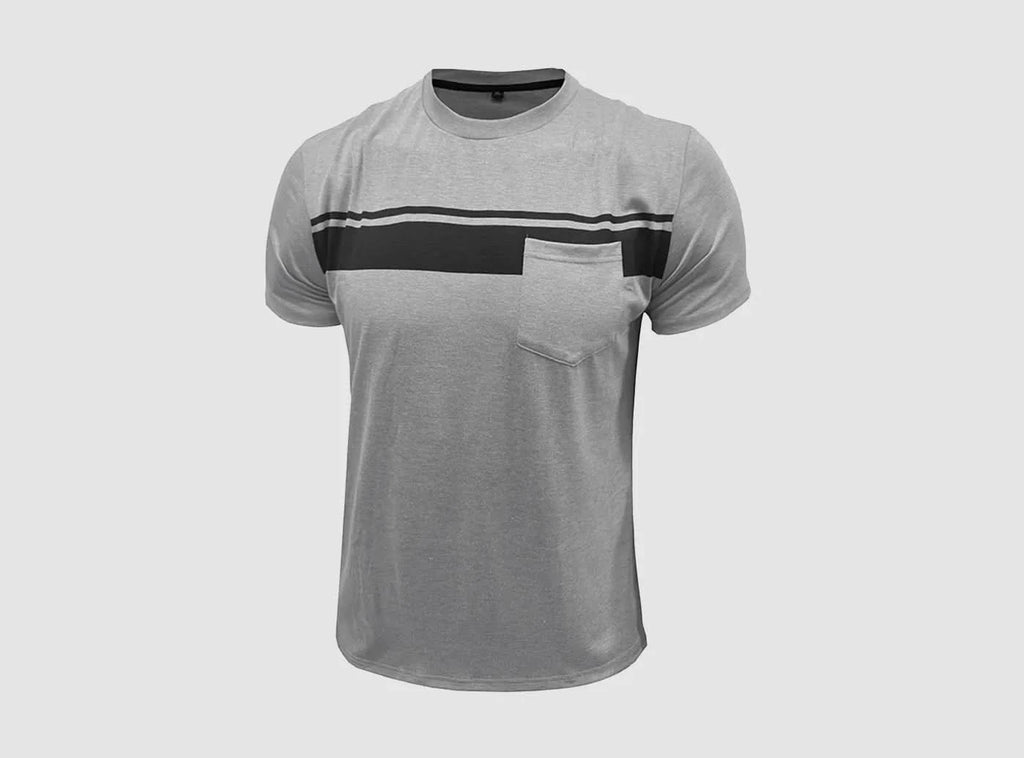FitVille Herren T-Shirt mit gestreiftem Rundhalsausschnitt - 1