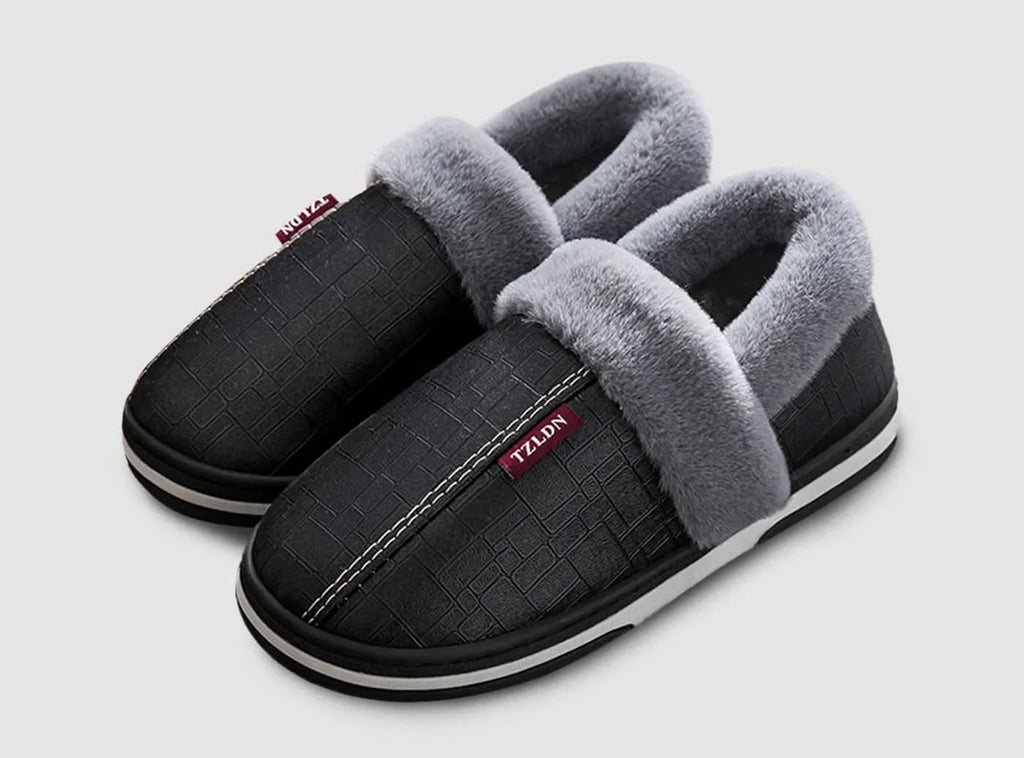 FitVille Herren Leder Slipper Hausschuhe - 1