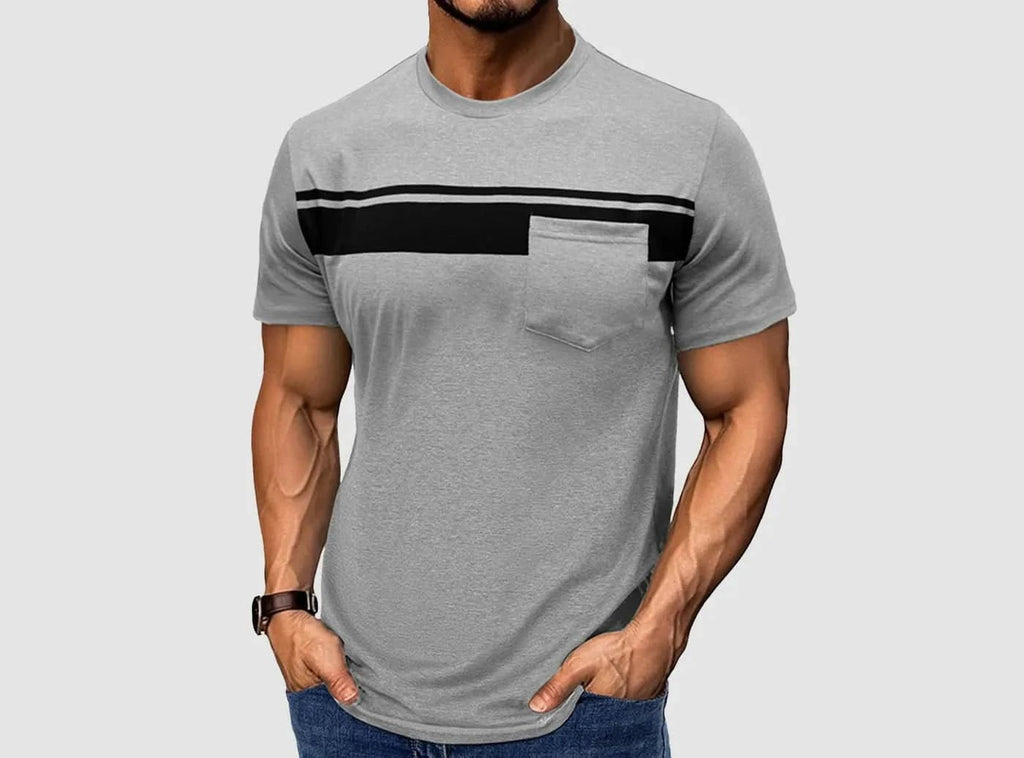 FitVille Herren T-Shirt mit gestreiftem Rundhalsausschnitt - 2