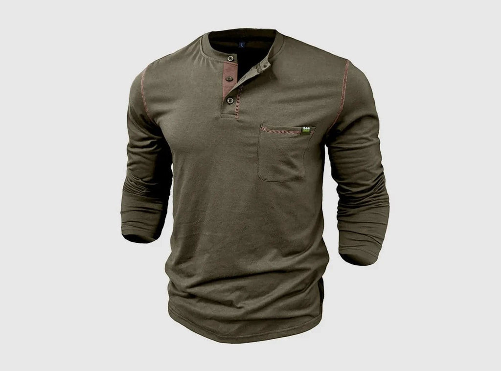 FitVille Herren Langärmeliges Henley - Shirt - 8