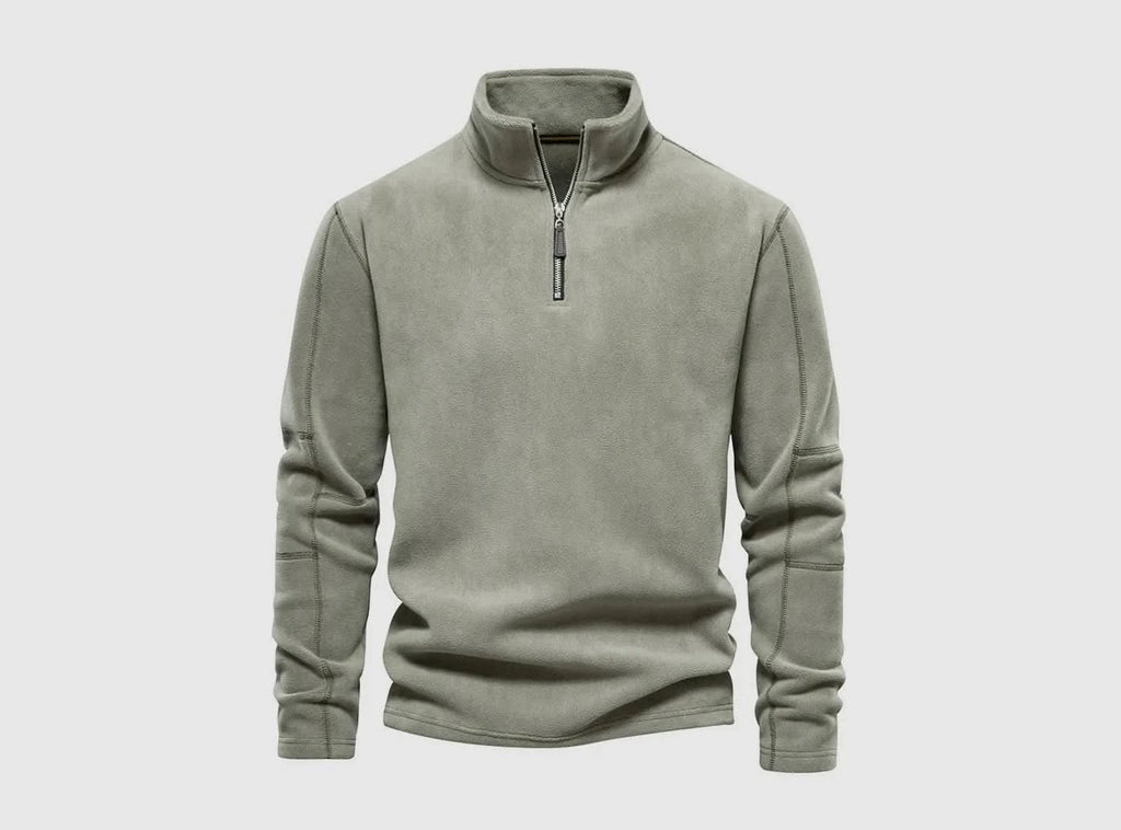 FitVille Herren Stehkragen Fleece - Pullover mit halbem Reißverschluss - 6