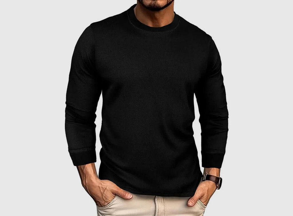 FitVille Herren Waffelstrick Langarm Outdoor Crewneck - 2