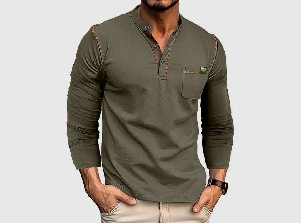 FitVille Herren Langärmeliges Henley - Shirt - 7