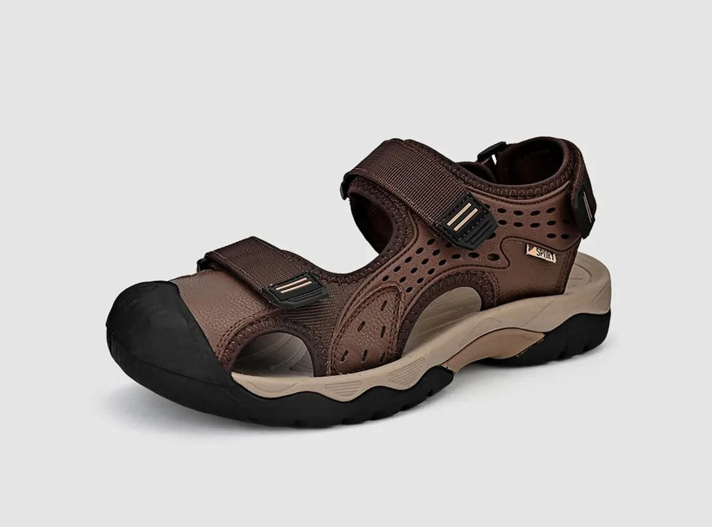 FitVille Herren Sandalen aus Leder mit geschlossenen Zehen für den Außenbereich - 1