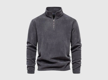 FitVille Herren Stehkragen Fleece - Pullover mit halbem Reißverschluss - 1